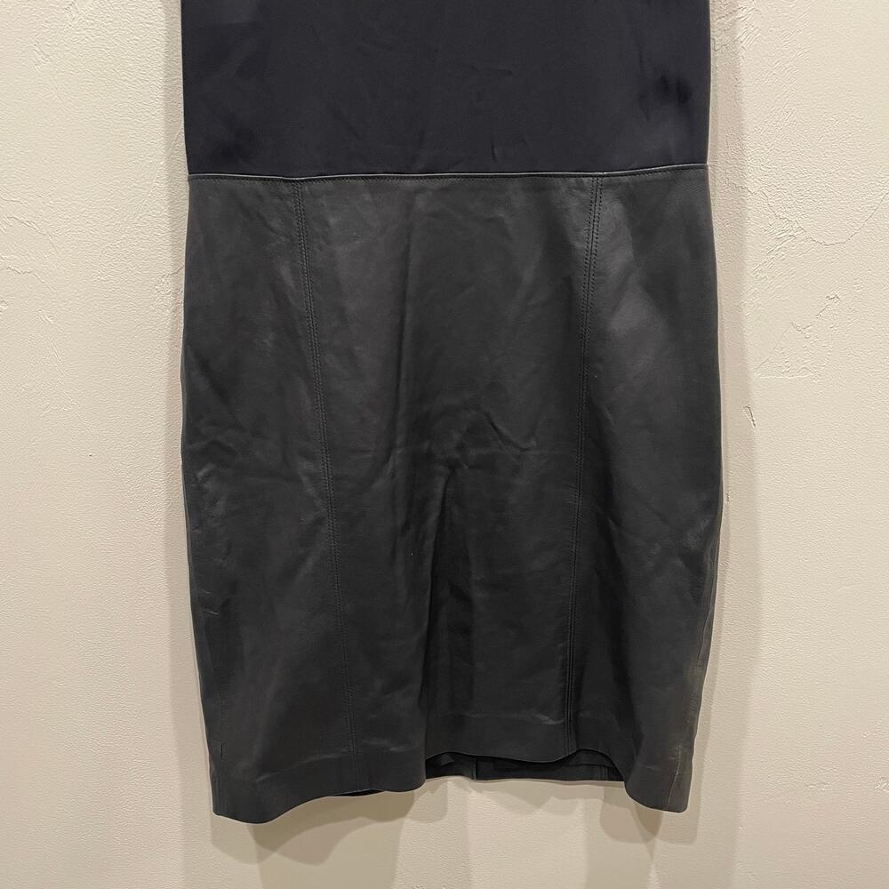 Vince Sleeveless Leather Ponte Combo Sheath Dress Black - Size: 6 - Picture 7 of 13